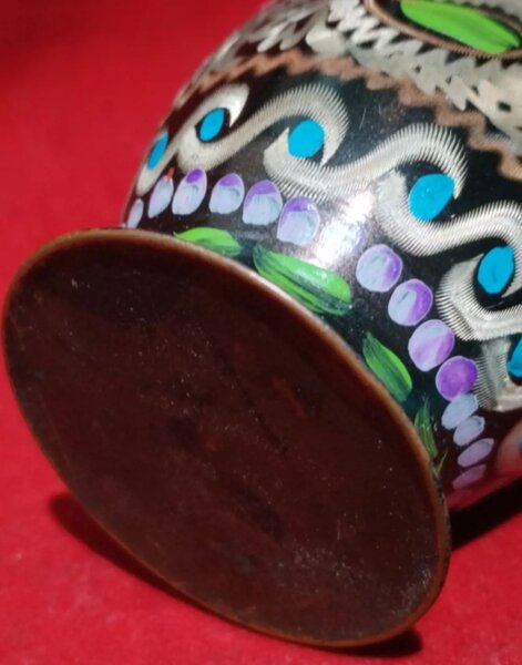 Vaza marocana din cupru pictata in email